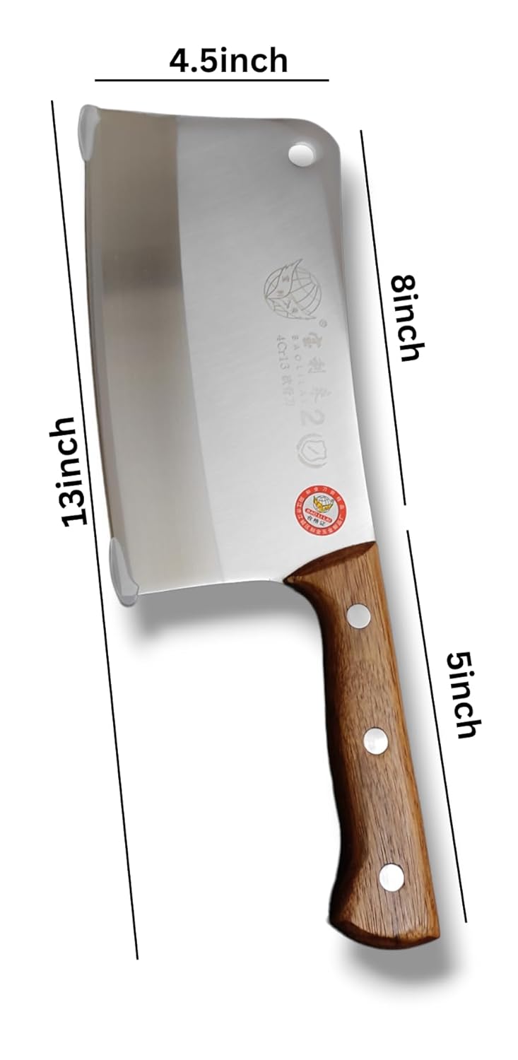 Japanese Chef's Knife with Chopper Wood Handle, Stainless Steel Blade, (Big Size) MedLelo Kitchenware