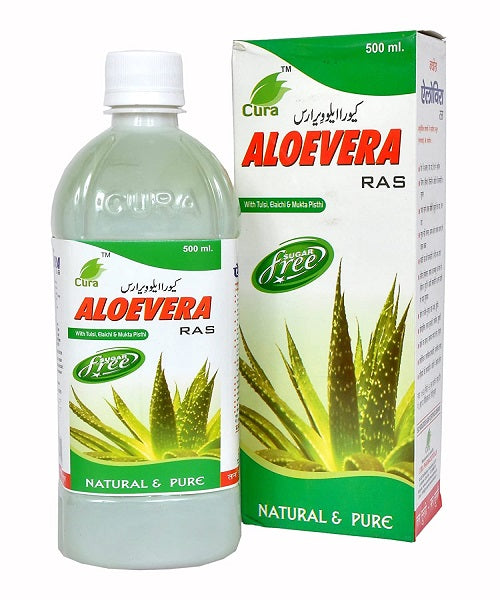 Cura Aloevera Ras Juice, a medicinal plant traditionally used for various health conditions. The image is not available, but the text describes the limited scientific evidence supporting some of the health claims of aloe vera, including its potential positive effect on liver function and its use for the treatment of heartburn and peptic ulcers. The text also emphasizes the importance of speaking with a healthcare provider before using any supplement or health product.