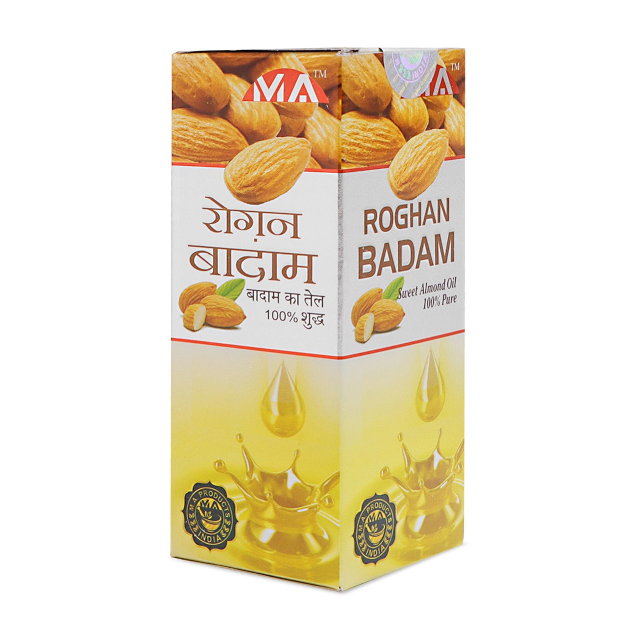 M A ROGHAN-E-BADAM SHIREEN Sweet Almond Oil for Body, Skin & Hair | 100ml | 100% Natural Almond Oil | Supports Memory Enhancement | Aids in Relieving Constipation | Promotes Stronger Muscles | 1 Pack M A Products