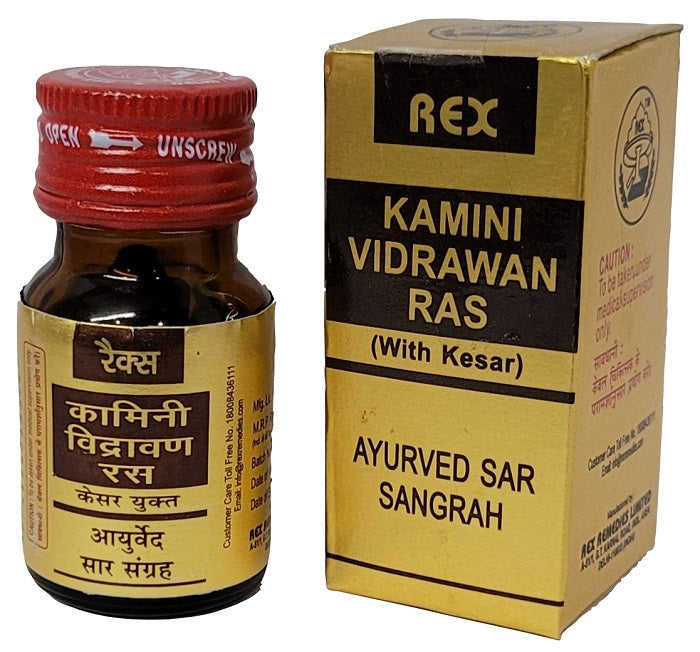 Rex Kamini Vidrawan Ras is an Ayurvedic medicine that is an aphrodisiac properties and may help in relieving sexual problems. It is often used for various male sexual disorders, including premature ejaculation.  It may help in managing various male sexual disorders,  and semen-related problems.