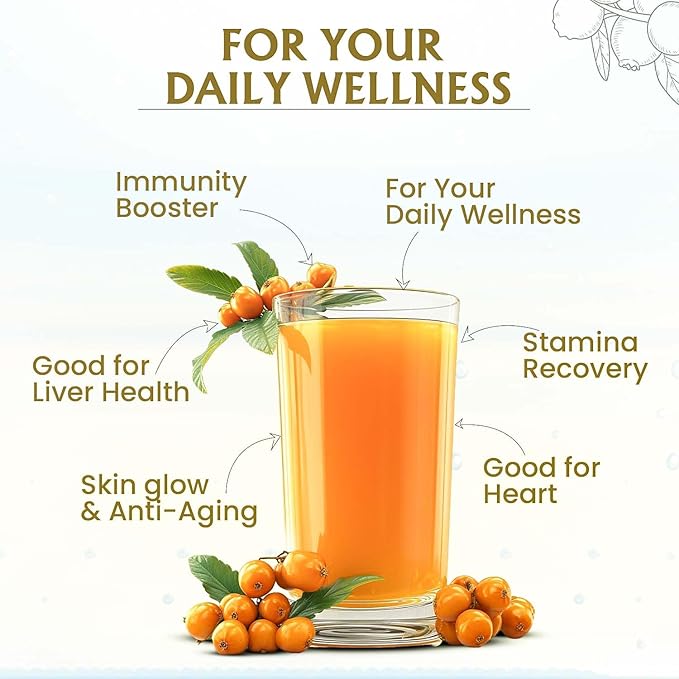 Herbal Canada Himalayan Sea Buckthorn Juice Pulp Concentrate 500ml | Rich in Natural Vitamin C, Omega 3 6 7 9, Antioxidants | Immunity, Skin Glow, Gut Health, No Added Sugar | Makes 50 Glasses Medlelo