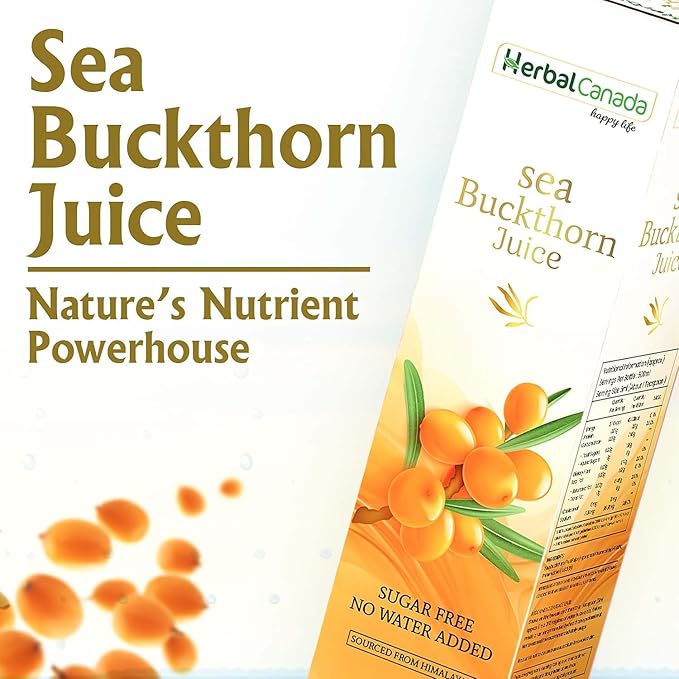 Herbal Canada Himalayan Sea Buckthorn Juice Pulp Concentrate 500ml | Rich in Natural Vitamin C, Omega 3 6 7 9, Antioxidants | Immunity, Skin Glow, Gut Health, No Added Sugar | Makes 50 Glasses Medlelo