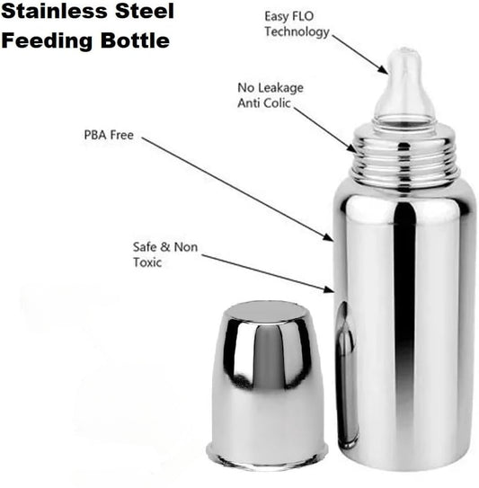 Premium Baby Feeder Bottle Stainless Steel| 250ml | Anti Colic Medlelo