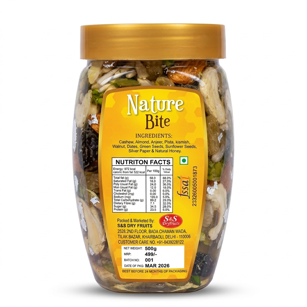 Nature Bite Dry Fruits Honey with Mix Seeds | For General Debility| Khatta Meetha Shahed Medlelo